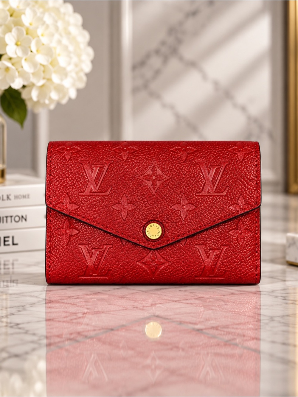 Louis Vuitton Curieuse Red Monogram Empreinte Leather Compact Wallet